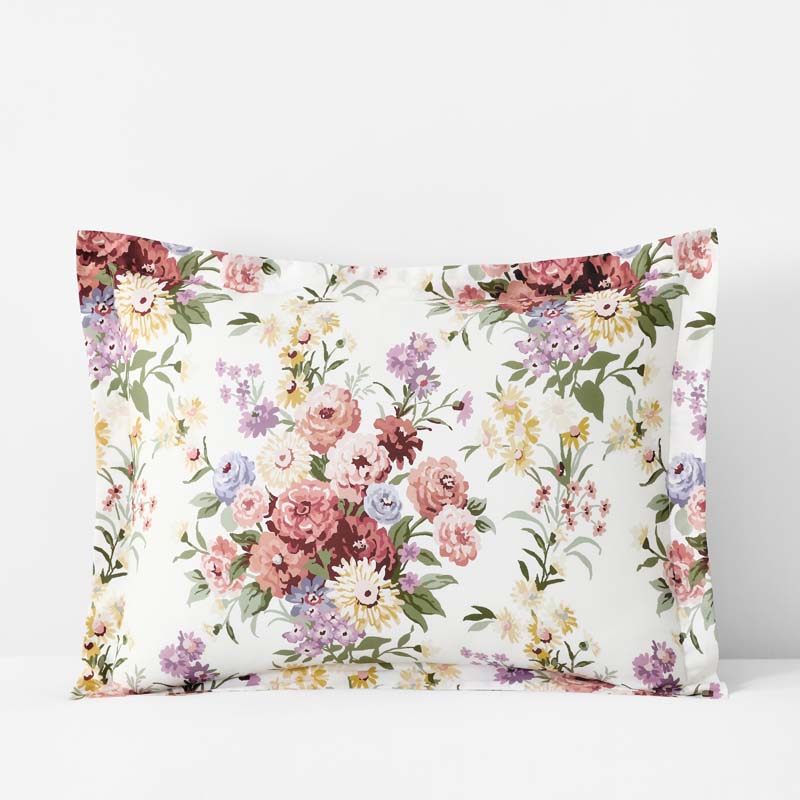 Nature's Bouquet Classic Smooth Sateen Sham - Cream Multi, Standard,Cream Multi