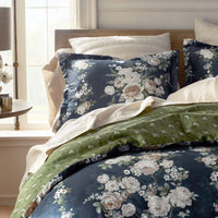Blooming Melody Reversible Premium Smooth Wrinkle-Free Sateen Sham - Green Multi, Standard,Green Multi