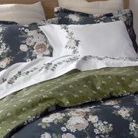 Blooming Melody Reversible Premium Smooth Wrinkle-Free Sateen Sham - Green Multi, Standard,Green Multi