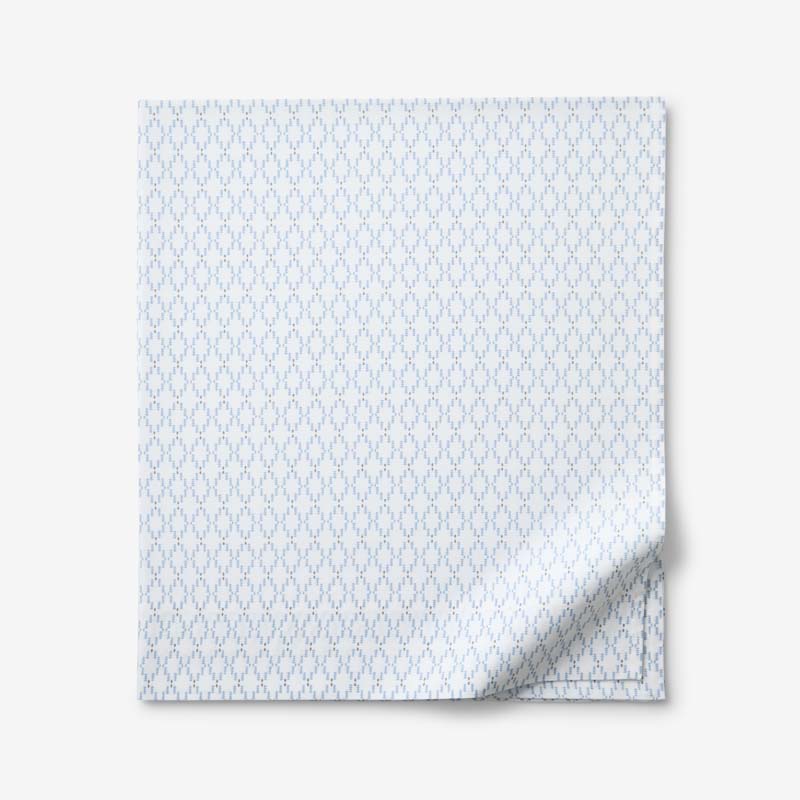 Feliciana Geo Garment Washed Cotton Percale Flat Bed Sheet - Blue Multi, King/Cal. King,Blue Multi