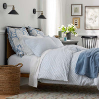 Feliciana Geo Garment Washed Cotton Percale Flat Bed Sheet - Blue Multi, King/Cal. King,Blue Multi