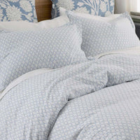 Feliciana Geo Garment Washed Cotton Percale Flat Bed Sheet - Blue Multi, King/Cal. King,Blue Multi