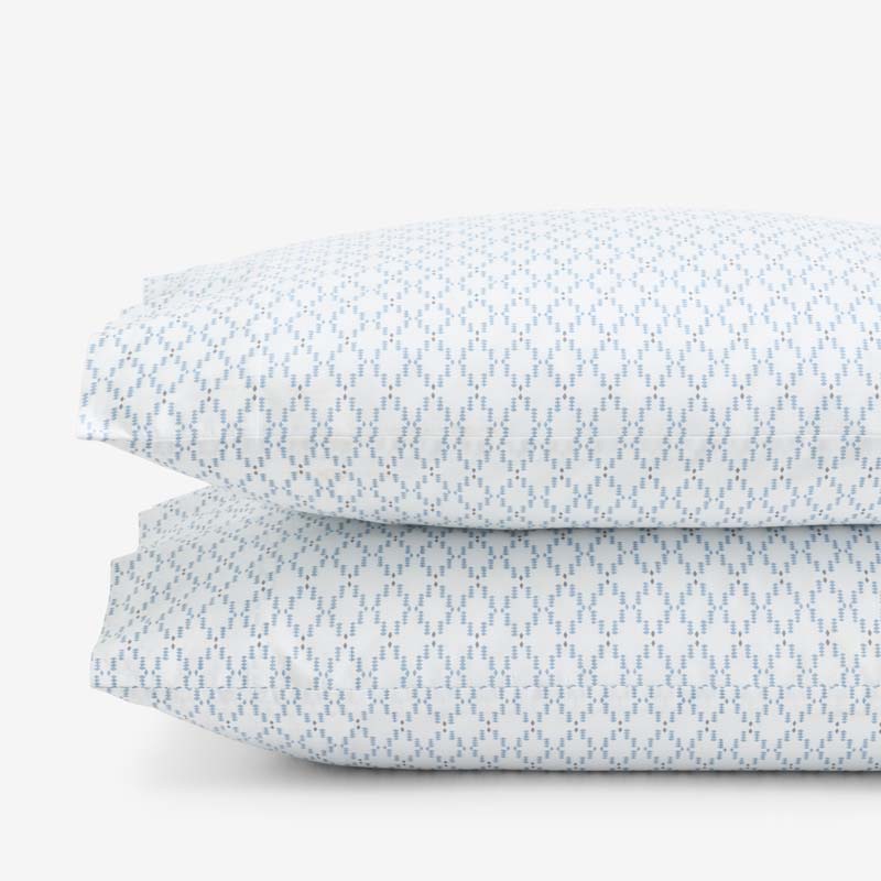 Feliciana Geo Garment Washed Cotton Percale Pillowcase Set - Blue Multi, Standard,Blue Multi