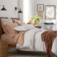 Feliciana Geo Garment Washed Cotton Percale Pillowcase Set - Clay, Standard,Clay
