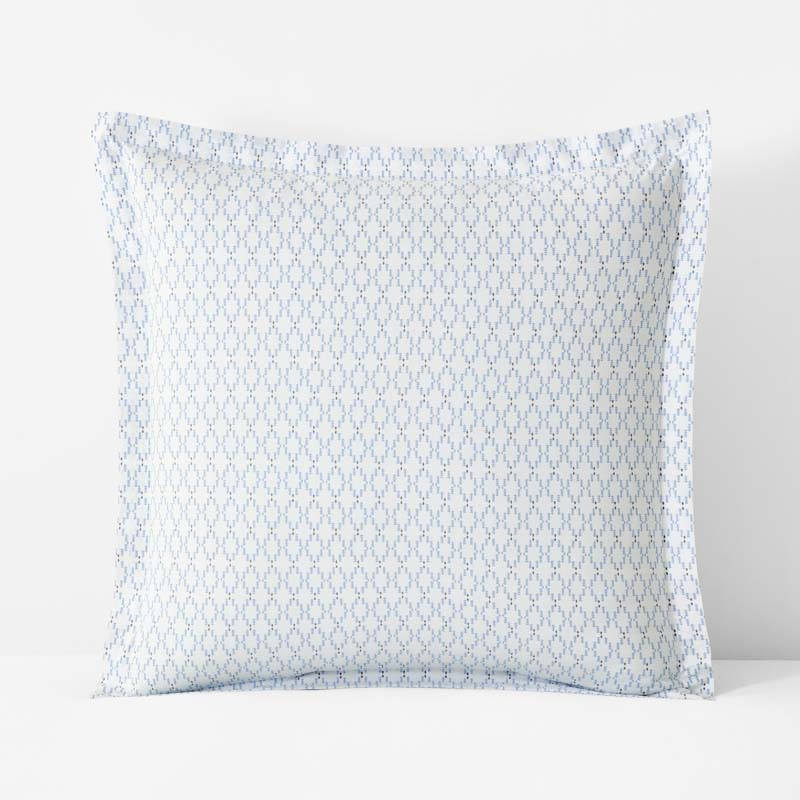 Feliciana Geo Garment Washed Cotton Percale Sham - Blue Multi, Euro,Blue Multi