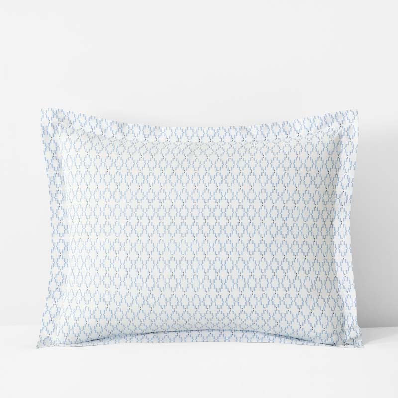 Feliciana Geo Garment Washed Cotton Percale Sham - Blue Multi, Standard,Blue Multi