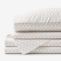 Feliciana Geo Garment Washed Cotton Percale Bed Sheet Set - Clay, Full,Clay