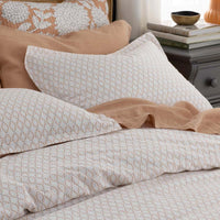 Feliciana Geo Garment Washed Cotton Percale Bed Sheet Set - Clay, Full,Clay