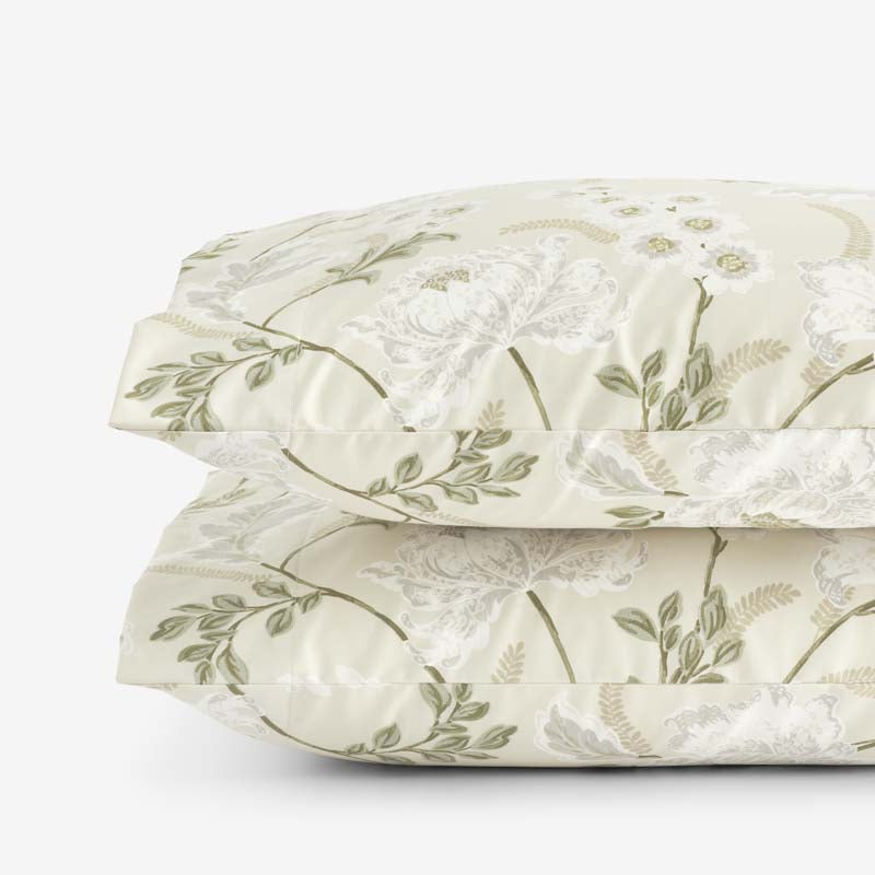 Tranquil Blossom Premium Smooth Wrinkle-Free Sateen Pillowcase Set - Antique Beige, King,Antique Beige