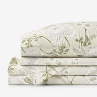 Tranquil Blossom Premium Smooth Wrinkle-Free Sateen Bed Sheet Set - Antique Beige, Queen,Antique Beige