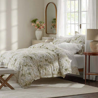 Tranquil Blossom Premium Smooth Wrinkle-Free Sateen Bed Sheet Set - Antique Beige, Queen,Antique Beige