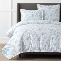 Whisper Fleur Premium Smooth Wrinkle-Free Sateen Duvet Cover - Blue Mist, King/Cal. King,Blue Mist