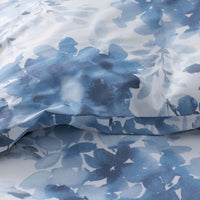 Floral Grove Premium Smooth Wrinkle-Free Sateen Flat Bed Sheet - Dusty Blue, Queen,Dusty Blue
