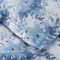 Floral Grove Premium Smooth Wrinkle-Free Sateen Flat Bed Sheet - Dusty Blue, Queen,Dusty Blue