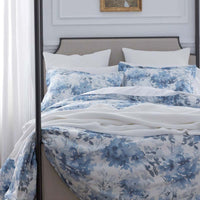 Floral Grove Premium Smooth Wrinkle-Free Sateen Pillowcase Set - Dusty Blue, King,Dusty Blue
