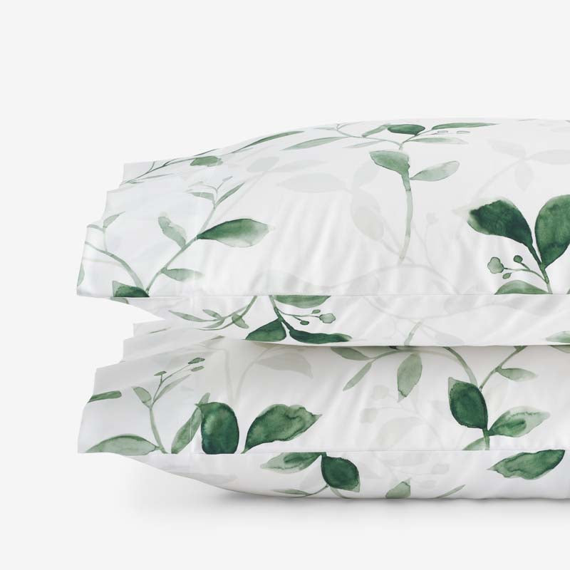 Botanic Meadow Premium Smooth Wrinkle-Free Sateen Pillowcase Set - Evergreen, Standard,Evergreen