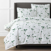 Botanic Meadow Premium Smooth Wrinkle-Free Sateen Duvet Cover - Evergreen, Full/Queen,Evergreen