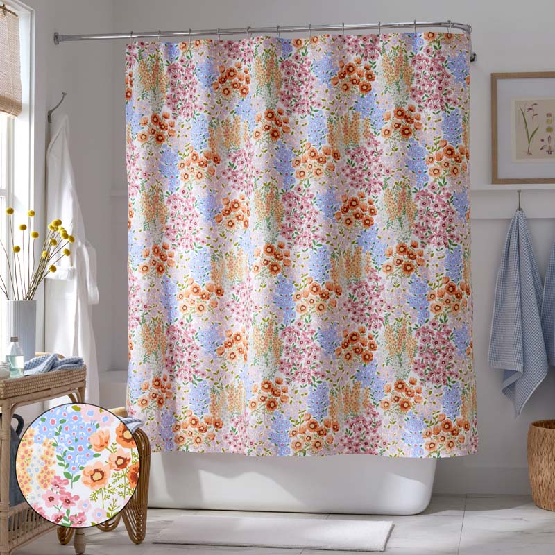 Garden Jubilee Classic Cool Cotton Percale Shower Curtain - Multi,Multi