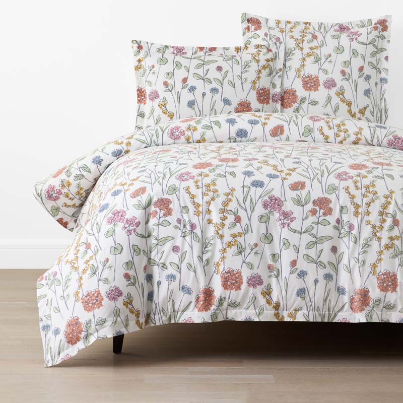 Garden Mirage Classic Cool Cotton Percale Duvet Cover - White Multi, Twin/Twin XL,White Multi