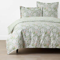 Misty Meadow Cluster Reversible Classic Smooth Sateen Duvet Cover - Green Tea, King/Cal. King,Green Tea