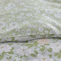 Misty Meadow Cluster Reversible Classic Smooth Sateen Duvet Cover - Green Tea, King/Cal. King,Green Tea