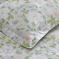 Misty Meadow Cluster Reversible Classic Smooth Sateen Duvet Cover - Green Tea, King/Cal. King,Green Tea