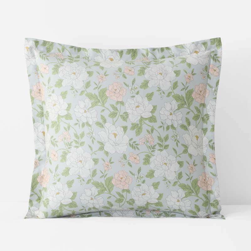 Misty Meadow Cluster Reversible Classic Smooth Sateen Sham - Green Tea, Euro,Green Tea