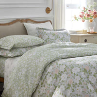 Misty Meadow Cluster Reversible Classic Smooth Sateen Sham - Green Tea, Standard,Green Tea