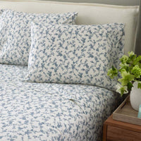 Tapestry Vine Garment Washed Cotton Percale Bed Sheet Set - Ivory Multi, King,Ivory Multi