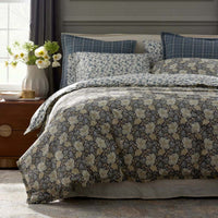 Tapestry Vine Garment Washed Cotton Percale Bed Sheet Set - Ivory Multi, King,Ivory Multi