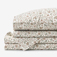 Garden Patch Floral Garment Washed Cotton Percale Bed Sheet Set - Multi, Full,Multi