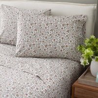 Garden Patch Floral Garment Washed Cotton Percale Bed Sheet Set - Multi, Full,Multi