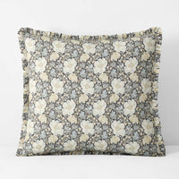 Tapestry Floral Reversible Garment Washed Cotton Percale Sham - Ivory Multi, Euro,Ivory Multi