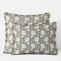 Tapestry Floral Reversible Garment Washed Cotton Percale Sham - Ivory Multi, Standard,Ivory Multi