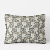 Tapestry Floral Reversible Garment Washed Cotton Percale Sham - Ivory Multi, Standard,Ivory Multi