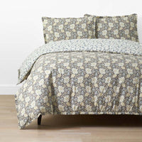Tapestry Floral Reversible Garment Washed Cotton Percale Duvet Cover Set - Ivory Multi, Twin/Twin XL,Ivory Multi