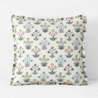 Garden Patch Reversible Garment Washed Cotton Percale Sham - Multi, Euro,Multi