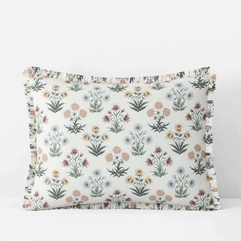Garden Patch Reversible Garment Washed Cotton Percale Sham - Multi, Standard,Multi