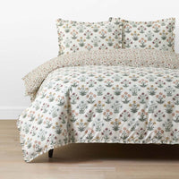 Garden Patch Reversible Garment Washed Cotton Percale Duvet Cover Set - Multi, King/Cal. King,Multi