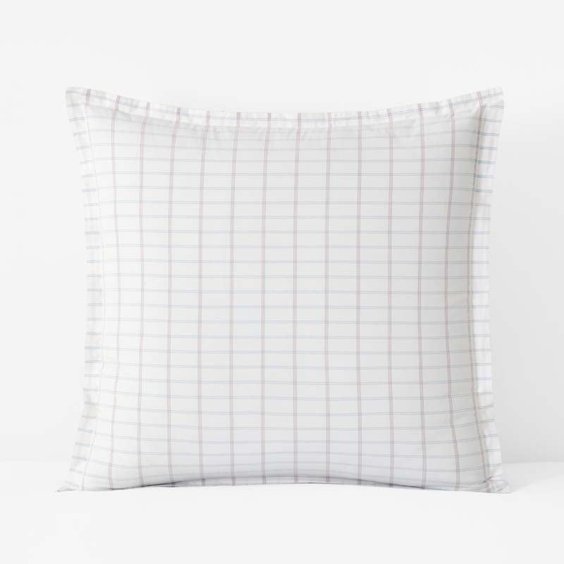 Yarn-Dyed Plaid Garment Washed Cotton Percale Sham - Ivory Multi, Euro,Ivory Multi