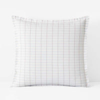 Yarn-Dyed Plaid Garment Washed Cotton Percale Sham - Ivory Multi, Euro,Ivory Multi