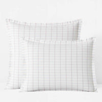 Yarn-Dyed Plaid Garment Washed Cotton Percale Sham - Ivory Multi, Standard,Ivory Multi