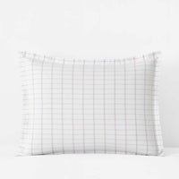 Yarn-Dyed Plaid Garment Washed Cotton Percale Sham - Ivory Multi, Standard,Ivory Multi