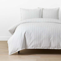 Yarn-Dyed Plaid Garment Washed Cotton Percale Duvet Cover Set - Ivory Multi, Twin/Twin XL,Ivory Multi