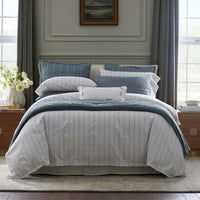 Yarn-Dyed Plaid Garment Washed Cotton Percale Duvet Cover Set - Ivory Multi, Twin/Twin XL,Ivory Multi