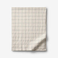 Tailored Stripes and Plaids Premium Breathable Washed Linen Cotton Flat Bed Sheet - Windowpane Deep Navy, Twin/Twin XL,Windowpane Deep Navy