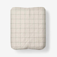 Tailored Stripes and Plaids Premium Breathable Washed Linen Cotton Fitted Bed Sheet - Windowpane Dark Olive, Twin,Windowpane Dark Olive