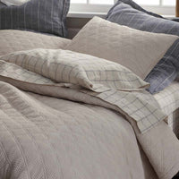 Tailored Stripes and Plaids Premium Breathable Washed Linen Cotton Pillowcase Set - Windowpane Deep Navy, Standard,Windowpane Deep Navy