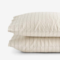 Tailored Stripes and Plaids Premium Breathable Washed Linen Cotton Pillowcase Set - Stripe Dark Brown, Standard,Stripe Dark Brown
