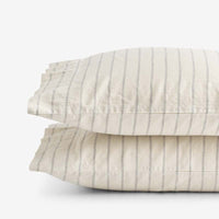 Tailored Stripes and Plaids Premium Breathable Washed Linen Cotton Pillowcase Set - Stripe Deep Navy, Standard,Stripe Deep Navy